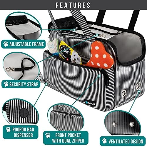PetAmi Small Dog Purse Carrier, Airline Approved, Soft-Sided Tote, Stripe