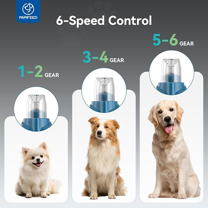 PAPIFFEED 6-Speed Pet Nail Grinder with Dual LED, Blue