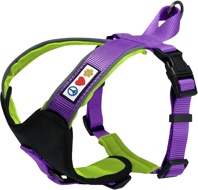 Pawtitas Reflective Padded Dog Harness for X-Small Dogs – Adjustable Puppy Step-in Vest | Fits Chest 14–18 in | No Pull Training Harness | XS | Purple