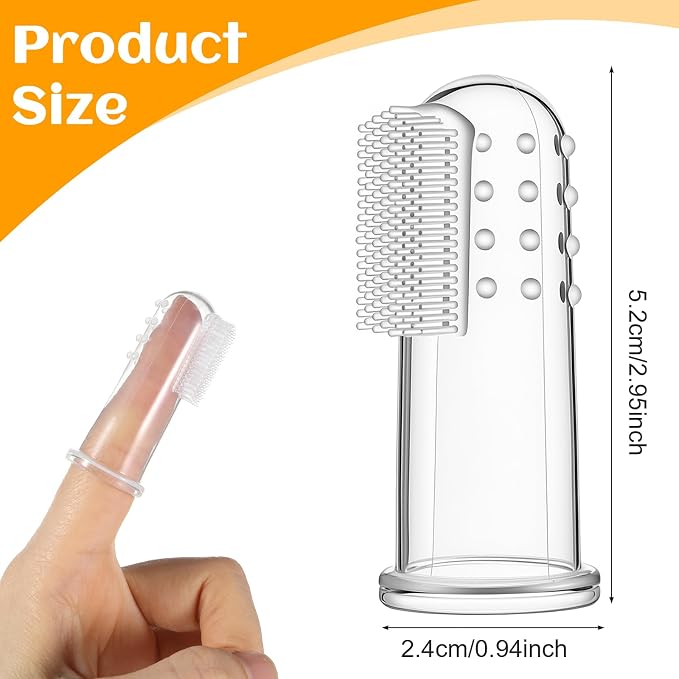 10 Pcs Dog Finger Toothbrush Small Breed Finger Toothbrush with Silicone Bristles and 16 Round Particles for Dogs Cats Dental Care Puppy Tooth Brushing Kit Fits Most Fingers