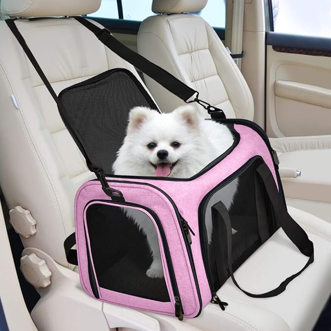 Henkelion Pet Carrier, Small/Medium Up to 15 lbs, TSA Airline Approved, Pink