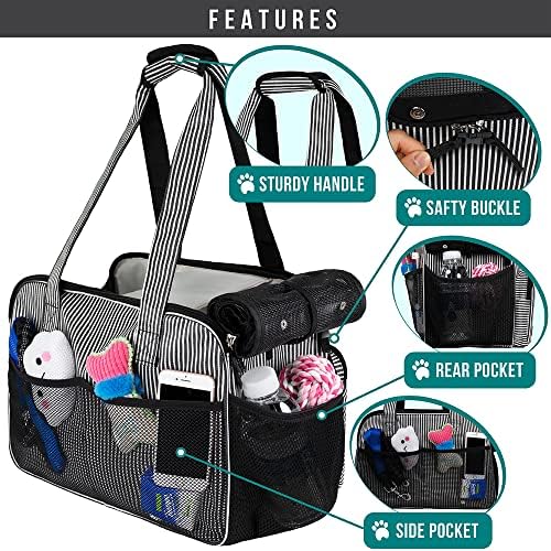 PetAmi Small Dog Purse Carrier, Airline Approved, Soft-Sided Tote, Stripe