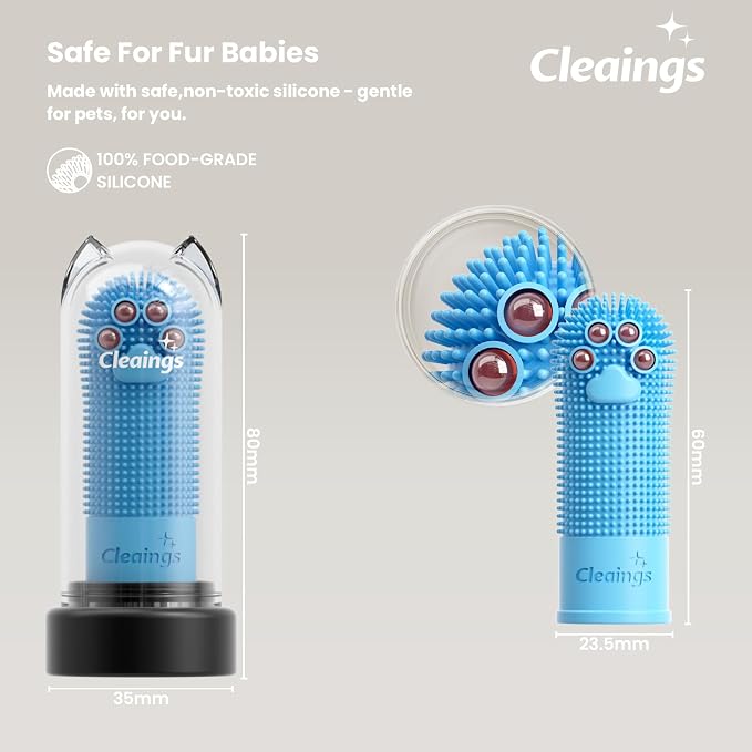 Dog Finger Toothbrush with Flavor Burst Beads, 360° Silicone Dog Toothbrush Kit for Dogs & Cats, Deep Teeth Cleaning, (36 Beads per Brush), No Pet Toothpaste Needed - 4 Pcs Mix Flavor