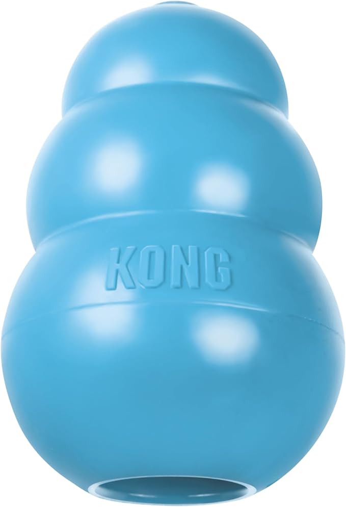 KONG Puppy, Natural Rubber Teething Chew Toy, for Small Puppies, Blue | Gentle Natural Teething Rubber Toy, Stuffable for Treats & Built for Chewing & Fetch with Growing Puppies