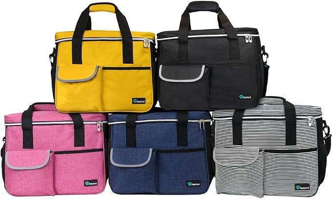 PetAmi Dog and Cat Travel Bag, Stripe Black, Medium