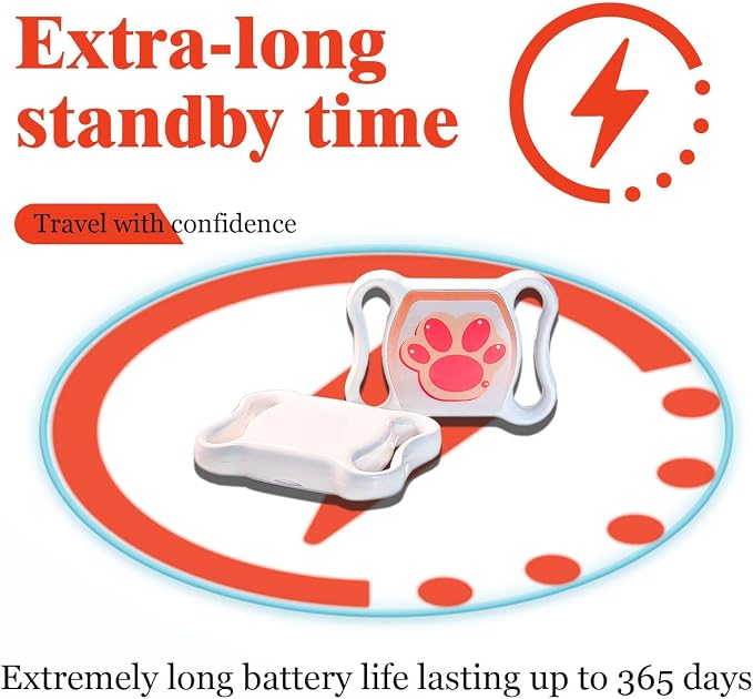 Pet GPS Tracker for Dogs & Cats - No Monthly Fee/Subscription, Free Pet Collar Included | Waterproof, Anti-Lost, Real-Time Tracking Collar | 730-Day Long Battery Life | Compatible with iOS & Android