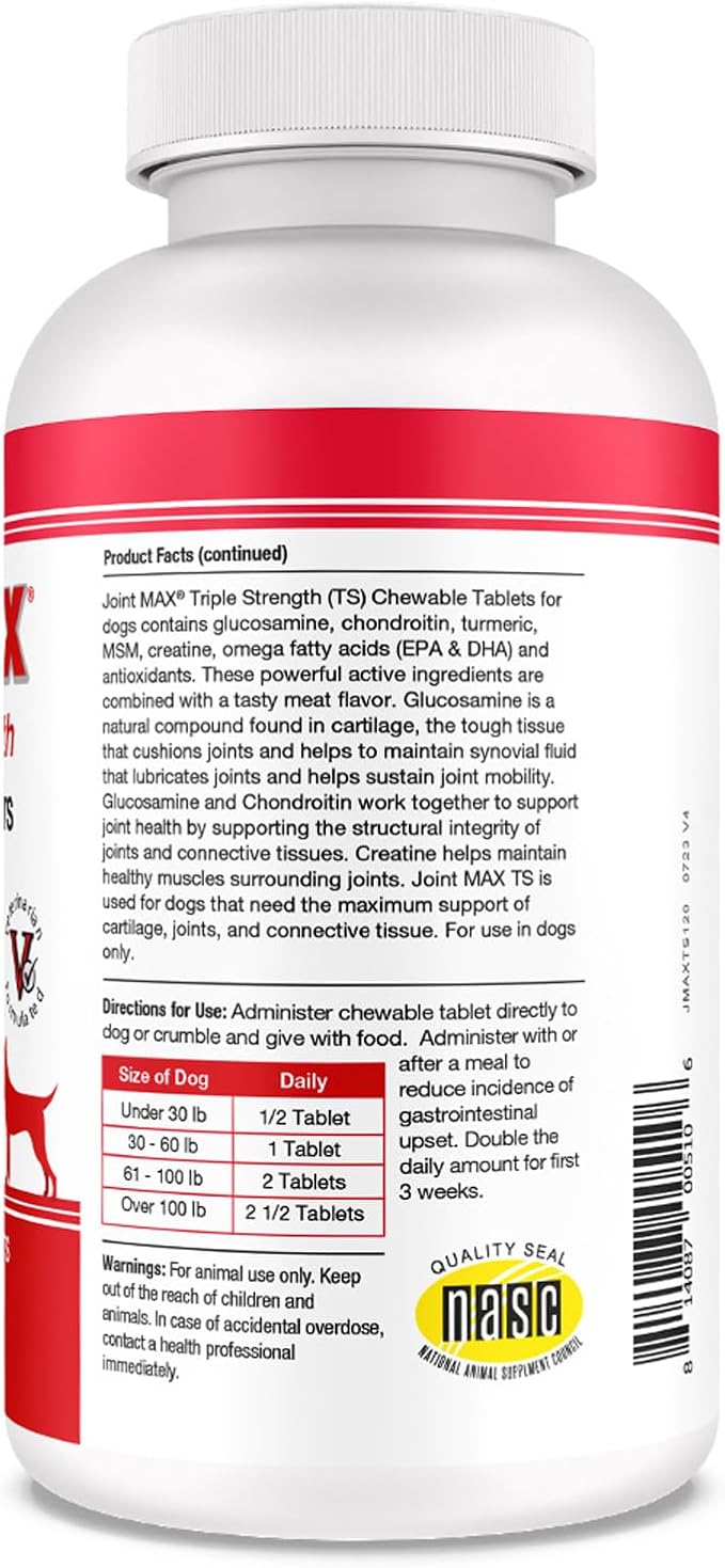 PHS Joint MAX Triple Strength (TS) Chewable Tablets for Dogs - 2-Pack - 240 Tablets