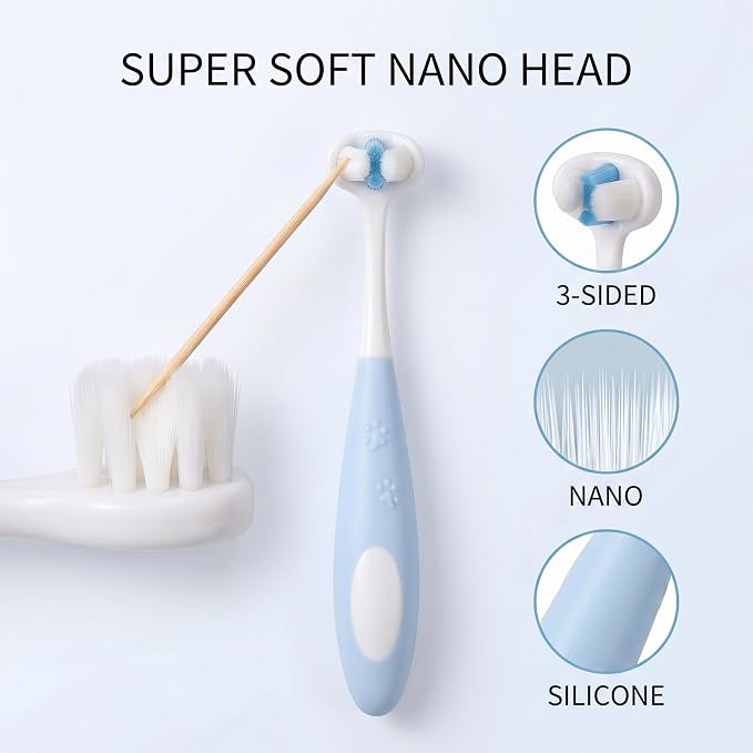 3 PCS Ultra Soft Nano Dog Toothbrush Kit for Small Breed Silicone 360 Pet Tooth Brushes Puppy Tooth Brushing Kit for Puppy Cat Gentle Deep Dental Teeth Cleaning Set