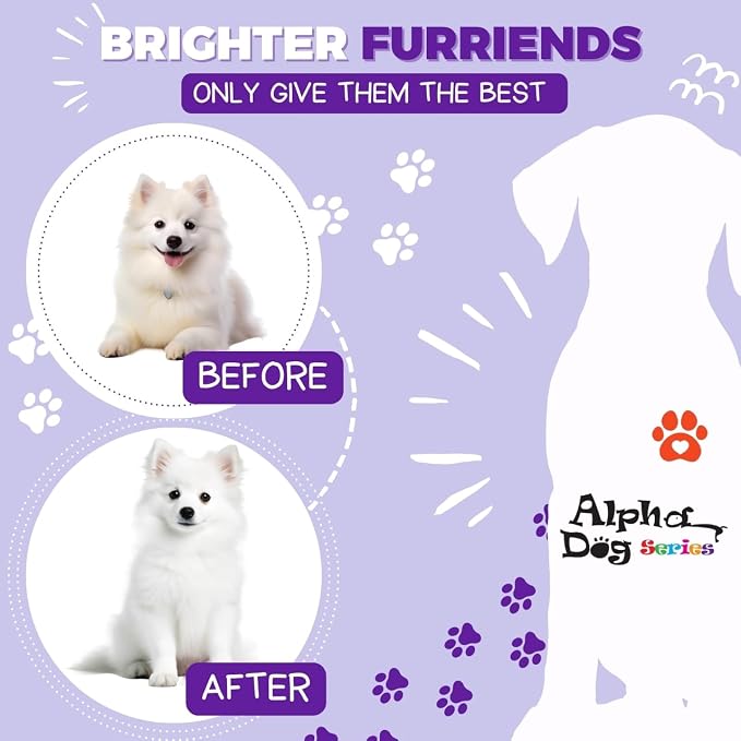 Bright White Natural Whitening Dog Shampoo and Conditioner for Dogs with Aloe Vera, pH Balanced Dog Shampoo and Conditioner Set, Tear-Free for Sensitive Skin 26.4 Oz (Pack of 2)