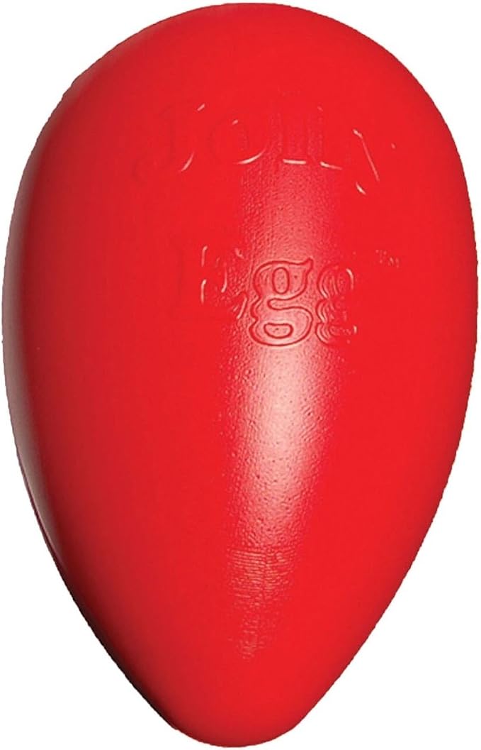 Jolly Pets Jolly Egg Herding Dog Toy, 8 in, Yellow - Erratic Roll | Egg-shaped herding ball for dogs that rolls unpredictably to trigger chase instincts, floats, and is made in the USA