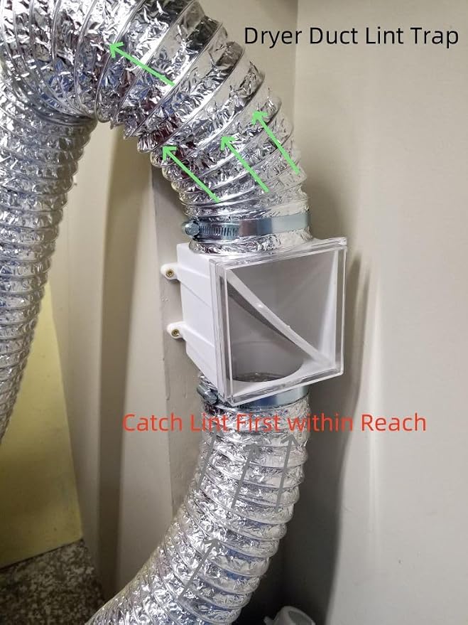 Dryer Duct Lint Trap, Extra Heat Dryer Saver,Accommodates 4" Transition Ducts,1-Pack