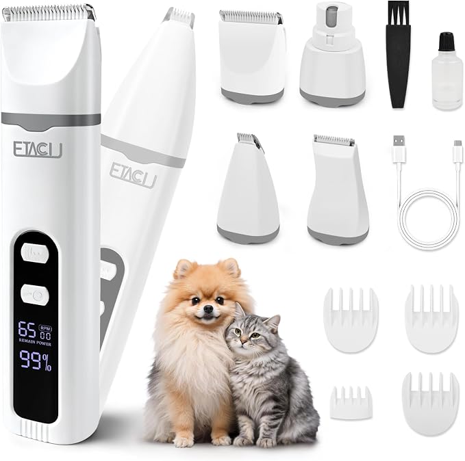 ETACCU 4-in-1 Dog Grooming Clippers Kit with LED Display