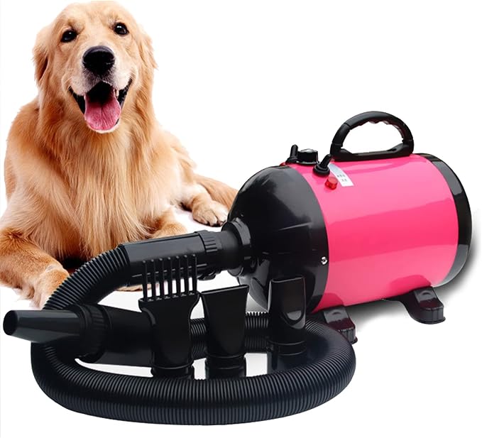 Pet Dryer for Dog, High Velocity Dog Hair Dryer, Less Noise Dog Blow Dryer, Professional Pet Grooming Dryer,Stepless Adjustable Speed, Heat Insulation, 4 Different Nozzles