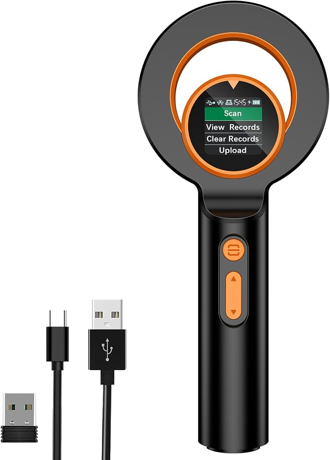 Symcode Pet Microchip Scanner RFID EMID Micro Chip Reader with 1.44IN TFT Display 134.2kHz 125kHz 15 Digits Pet Chip ID Scanner with Delete History Data Function