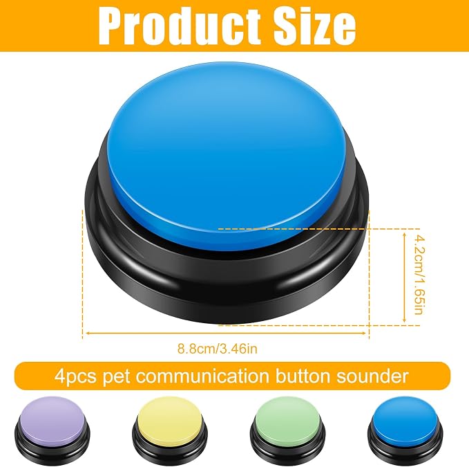 Dog Buttons for Communication, 4 Pcs, Yellow