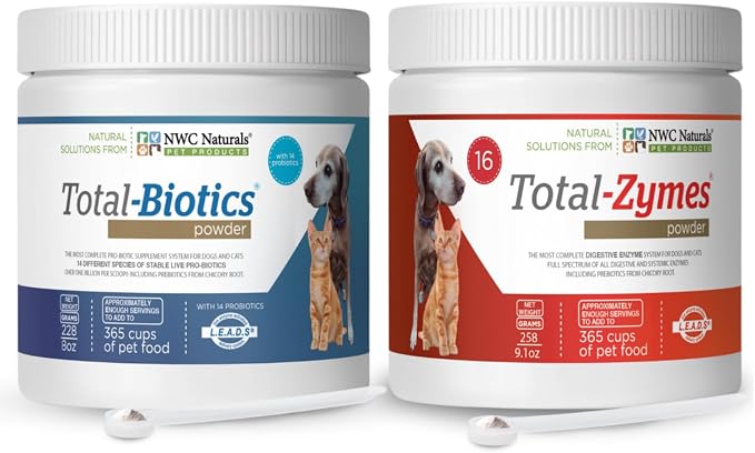 NWC Naturals Pet Probiotic and Digestive Enzyme Powder Twin Pack, 2 Jar Set