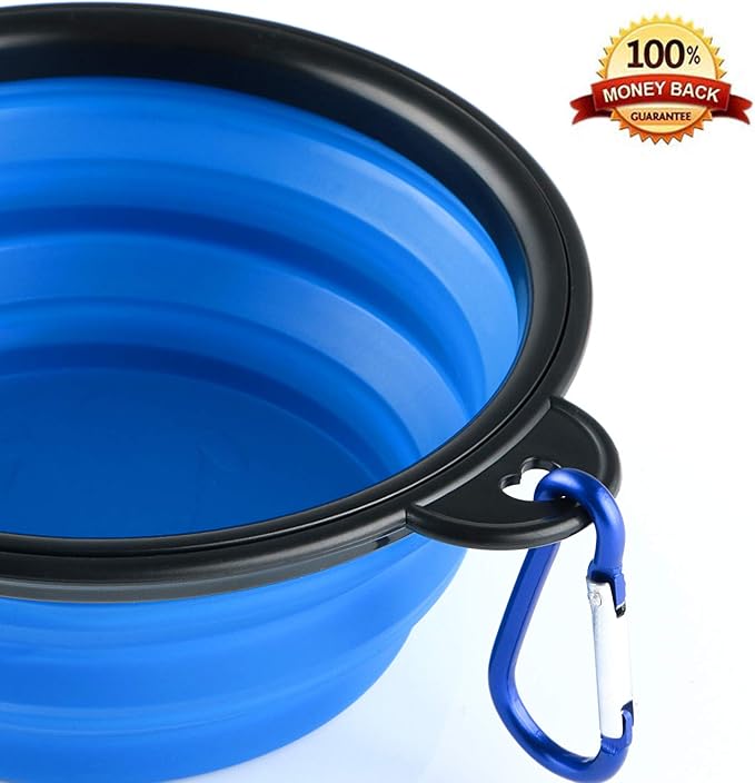 3 Collapsible Silicone Dog Bowls with Pet ID Tag