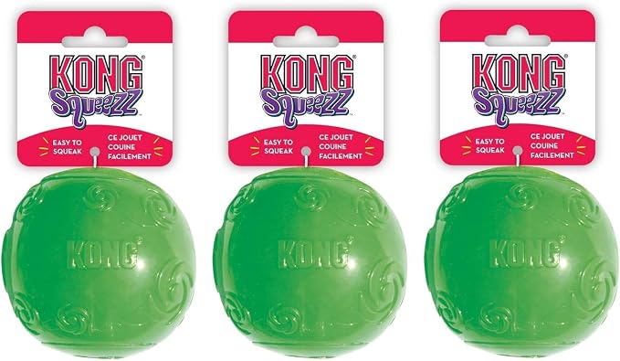 KONG Squeezz Ball Dog Toy - Assorted Medium (2.5" Diameter) - Pack of 3