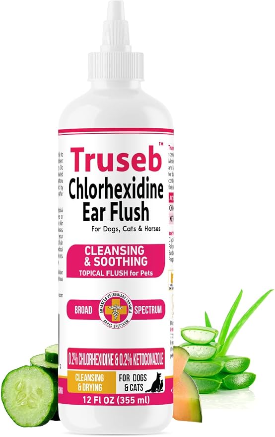 Truseb Advanced Topical Dog Ear Wash with Ketoconazole & Chlorhexidine, 12 oz