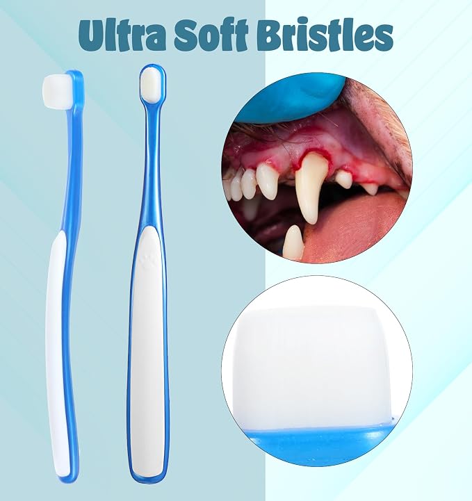 3 Pack Small Dog Toothbrushes, 360°Ultra Soft Silicone Bristle Toothbrush for Puppies & Kittens, Tiny Pet Dental Care Brush for Small Breeds (3 Shapes)