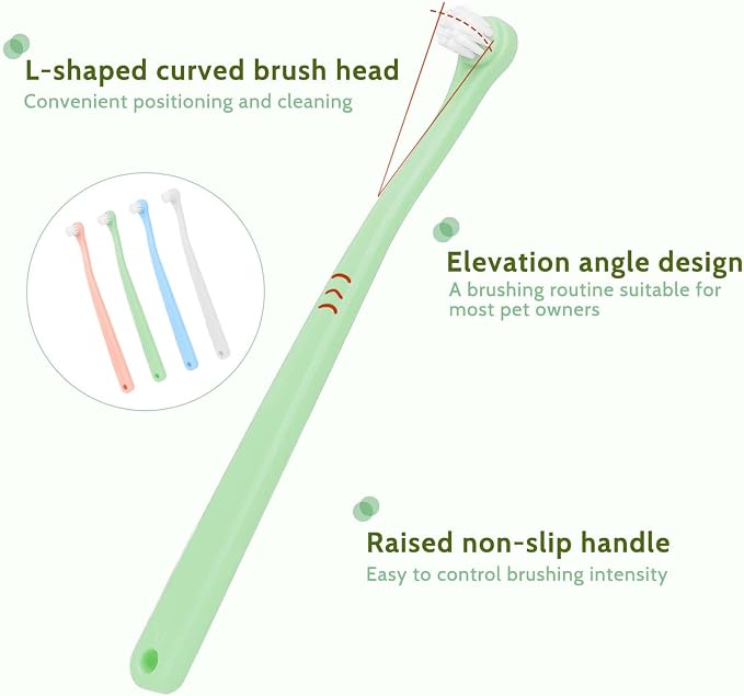 4 Pack Small Dog Toothbrush Pet Toothbrush Cat Tooth Brush Puppy Toothbrush Mini Head Soft Tooth Brush Deep Clean Kit for Puppy,Kitten,Small Dog & Cat,Portable Travel Friendly and Easy to Use