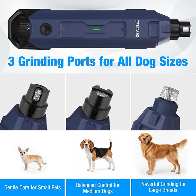 6-Speed Dog Nail Grinder Quiet, Dual, with LED Light
