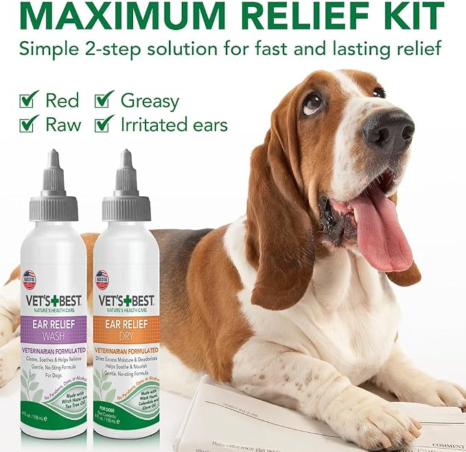 Vet's Best Dog Ear Cleaner Kit, Multi-Symptom Relief