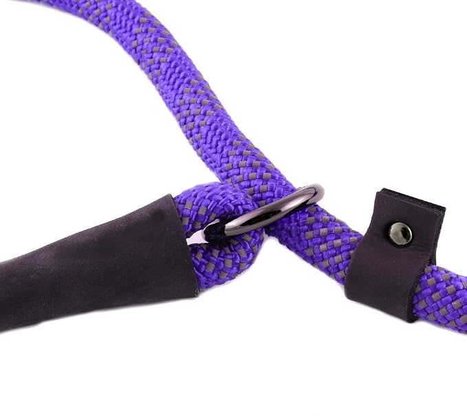 Max and Neo Rope Slip Lead Reflective 5 Foot - We Donate a Leash to a Dog Rescue for Every Leash Sold (Purple, 5FT X 1/2")