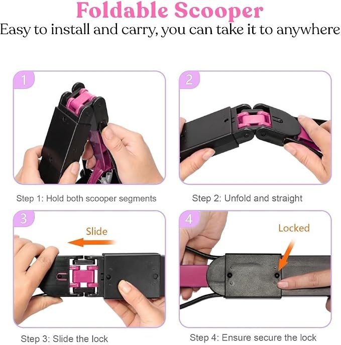 Pooper Picker - No Touch Dog Pooper Picker with Eco-Friendly Poop Bag | Pooper Scooper with Long Handle Durable Spring & Lightweight | Non-Breakable Pet Scooper for Lawn/Grass (Pink)