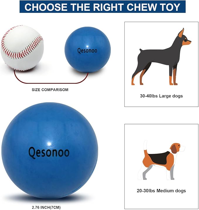 Dog Balls Indestructible, Solid Rubber Bouncy, Large Breed