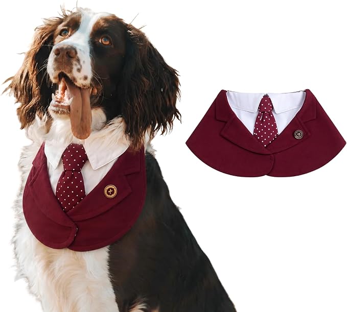 Premium 2XL Dog Wedding Bandana for Australian Shepherd, XX-Large, Large, Red