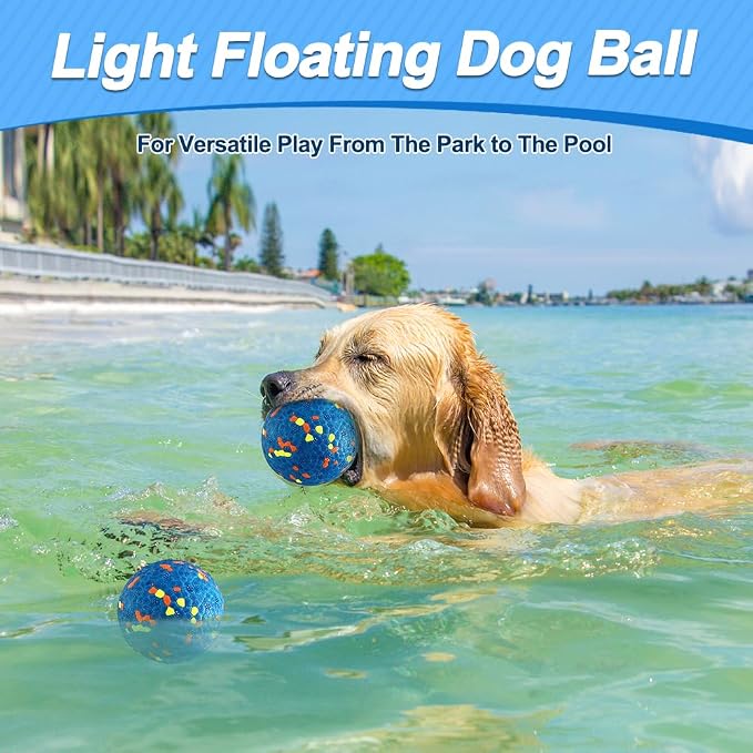Mankoda Dog Balls, Indestructible Floating Tennis Balls, 3in, 8-Pack