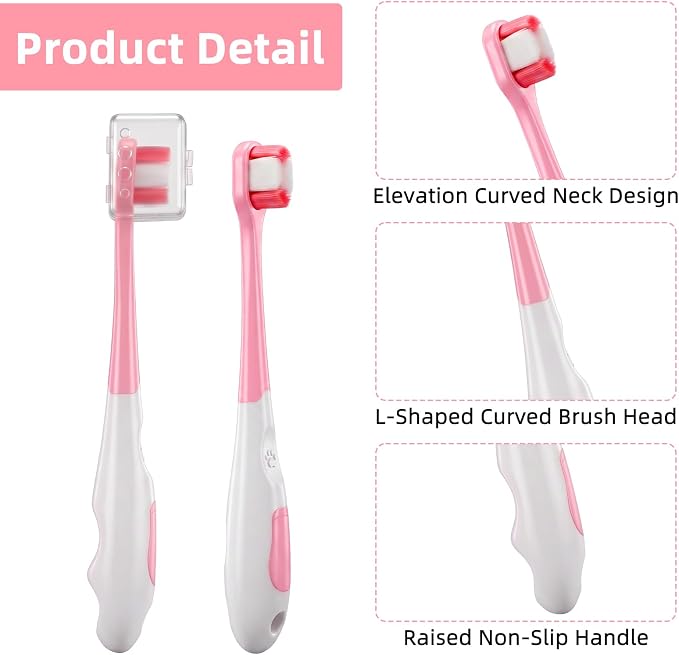 2 Pcs Small Dog Toothbrush, Puppy Toothbrush & Cat Tooth Brush, Ultra Soft Bristles Pet Toothbrush for Tiny to Medium Pets, Dental Care Kit for Kitten & Small Dogs (Pink)