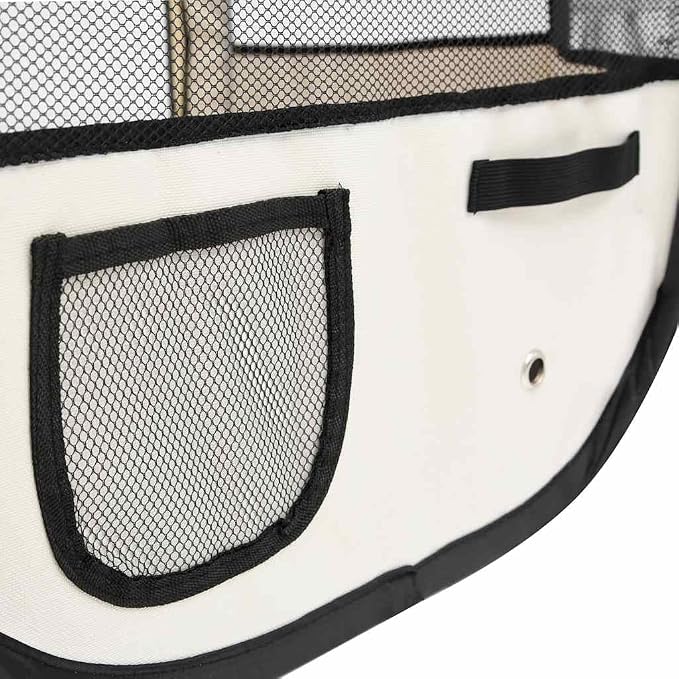 Foldable Dog Playpen with Carrying Bag, 43.3"x43.3"x22.8" Blue Pet Playpen for Training, Sleeping, and Play Area, Sturdy Steel Frame with Mesh Roof and Side Pockets