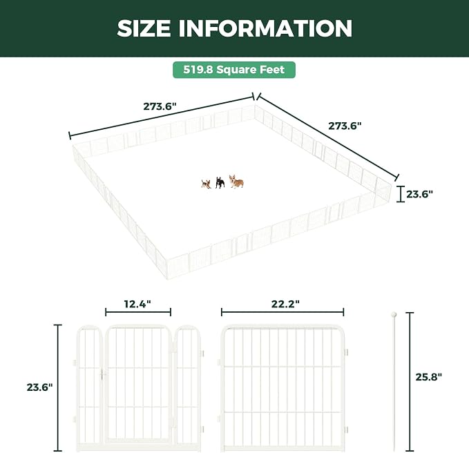 FXW Rollick Unleashed Dog Playpen, 24in, 48 Panels, Small/Puppy, White