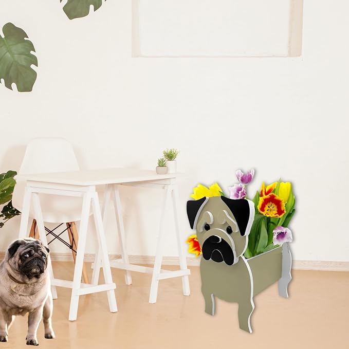 Pug Dog Planter Pots, Animal Shaped Flower Pot
