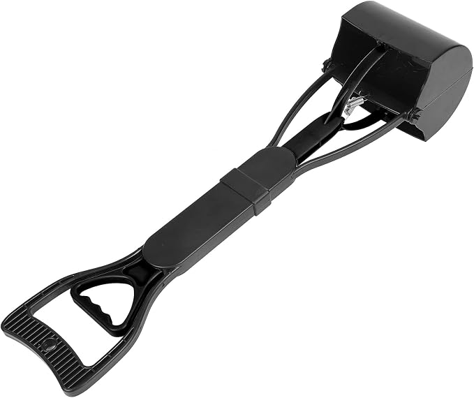 Zerone Pooper Scooper for Large Small Dogs and Cats Extended Handle Pet Poop Pickupper Large Capacity, Easy to Use for Dogs, Cats, Puppies with Poop Bags, Grass and Gravel (All Black)