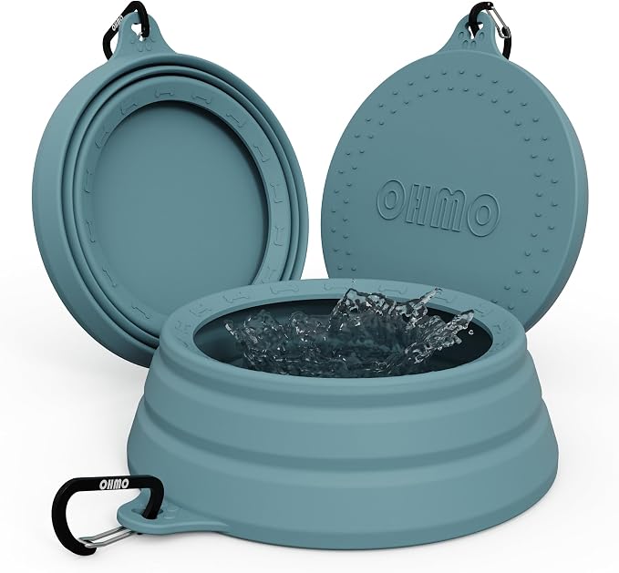 OHMO Spill Proof Collapsible Dog Water Bowl, Large 34oz