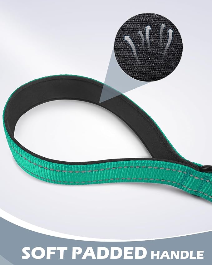 Joytale Short Dog Leash for Close Control & Training, 24", Teal | Padded Comfort Handle, Reinforced Nylon Webbing, Secure Metal Clip, for Busy Streets & Heel Training