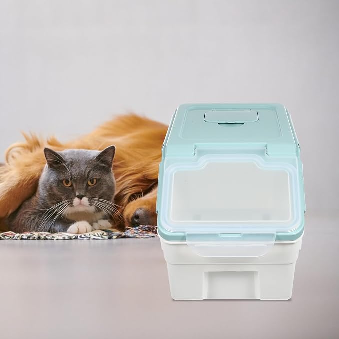 Abaodam Sealed Pet Food Storage Bucket with Airtight Lid Nordic Blue Small Dog Food, Small, Blue