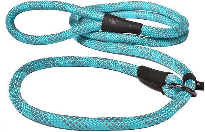 Max and Neo Rope Slip Lead Reflective 5 Foot - We Donate a Leash to a Dog Rescue for Every Leash Sold (5 FT x 1/3" Small Dog, Teal)