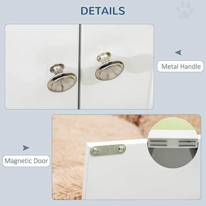 PawHut Large Elevated Dog Bowls with Storage Cabinet Containing Large 44L Capacity, Raised Dog Bowl Stand Pet Food Bowl Pet Feeding Station, White