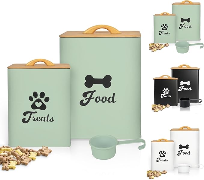 Dog Treat Container 2PCS, 2-Pack, 3Lbs, Metal, Green