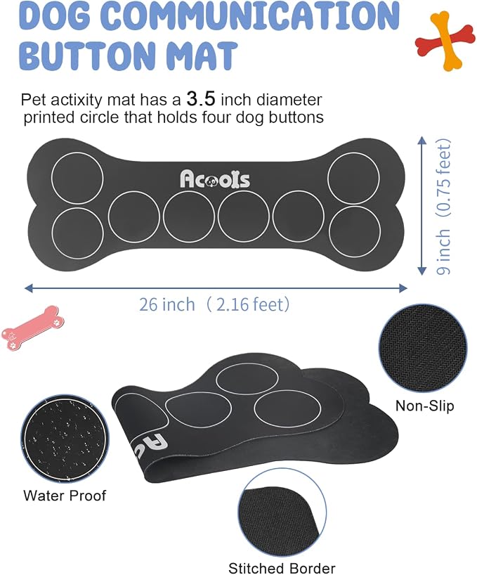 Dog Buttons for Communication, 8 Pcs Talking Set, with Anti-Slip Mat