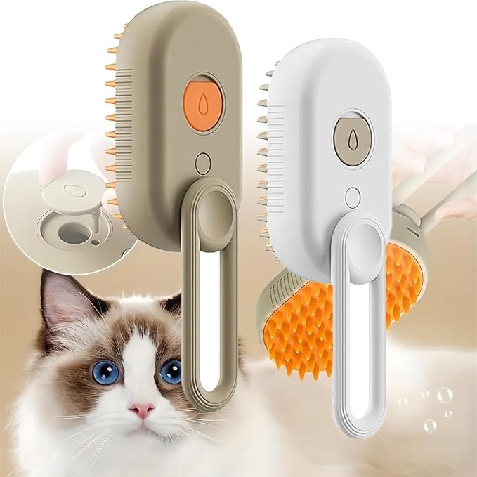 Cloud Care Cat Brush, Cloud Care Brush, Celery Pets Steam Brush, 3 in 1 Water Dog Brush with Handle, 3 in 1 Multifunctional Silicone Massager Brushes-White