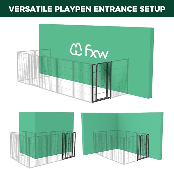 FXW Homeplus Unleashed Dog Playpen Designed for Indoor Use, 1 Add-on Gate, 40" Height for Medium and Large Dogs, Black │Patented