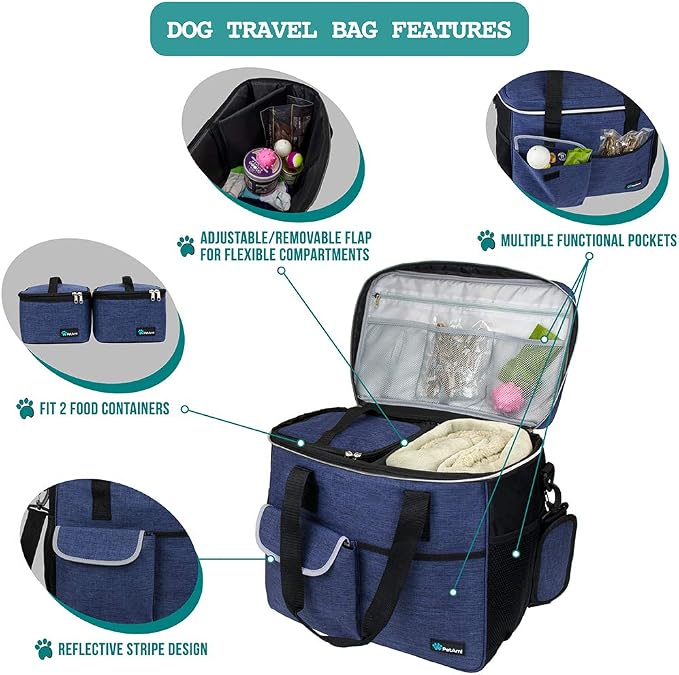 PetAmi Dog and Cat Travel Bag, Navy, Large