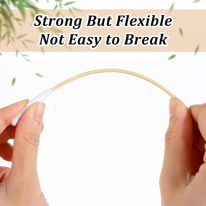 100 Pcs Large Cotton Swabs, 6 Inch, Bamboo Handle