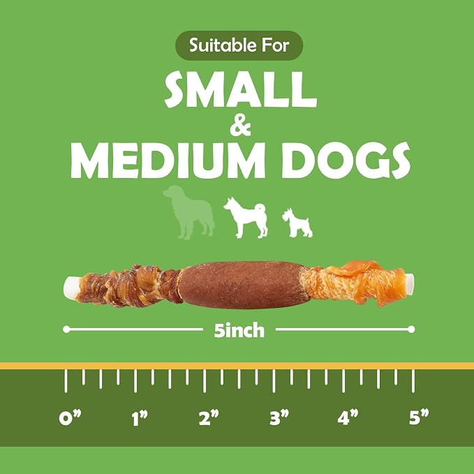 MON2SUN Dog Treats, Triple Flavor 5 Inch Chicken Liver Duck and Chicken Wrapped Rawhide Snacks for Small and Medium Dogs, 10.58 Oz (15 Count-Pack of 2)