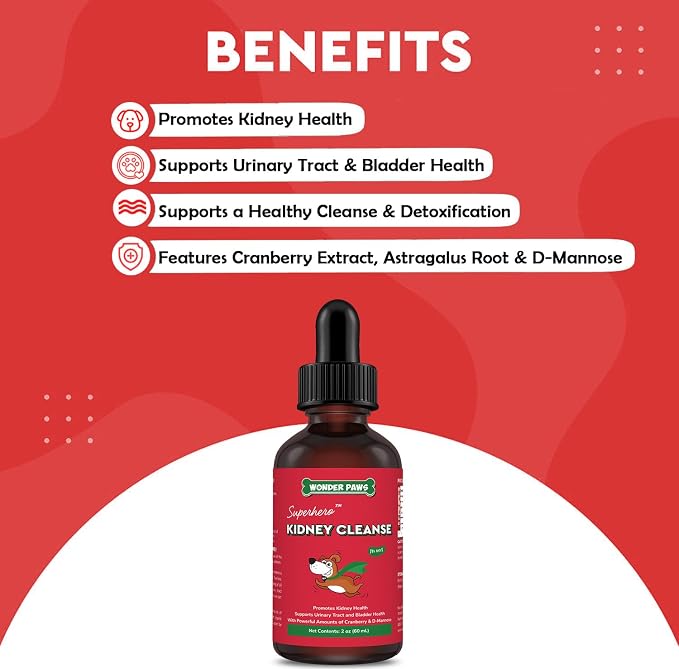 WONDER PAWS Kidney Cleanse Drops Plus Omega Max Fish Oil - for Dog's Skin and Joint Care, Kidney Health & Immune Support – Kidney Cleanse 2 Ounces - Omega Max 16 Ounces